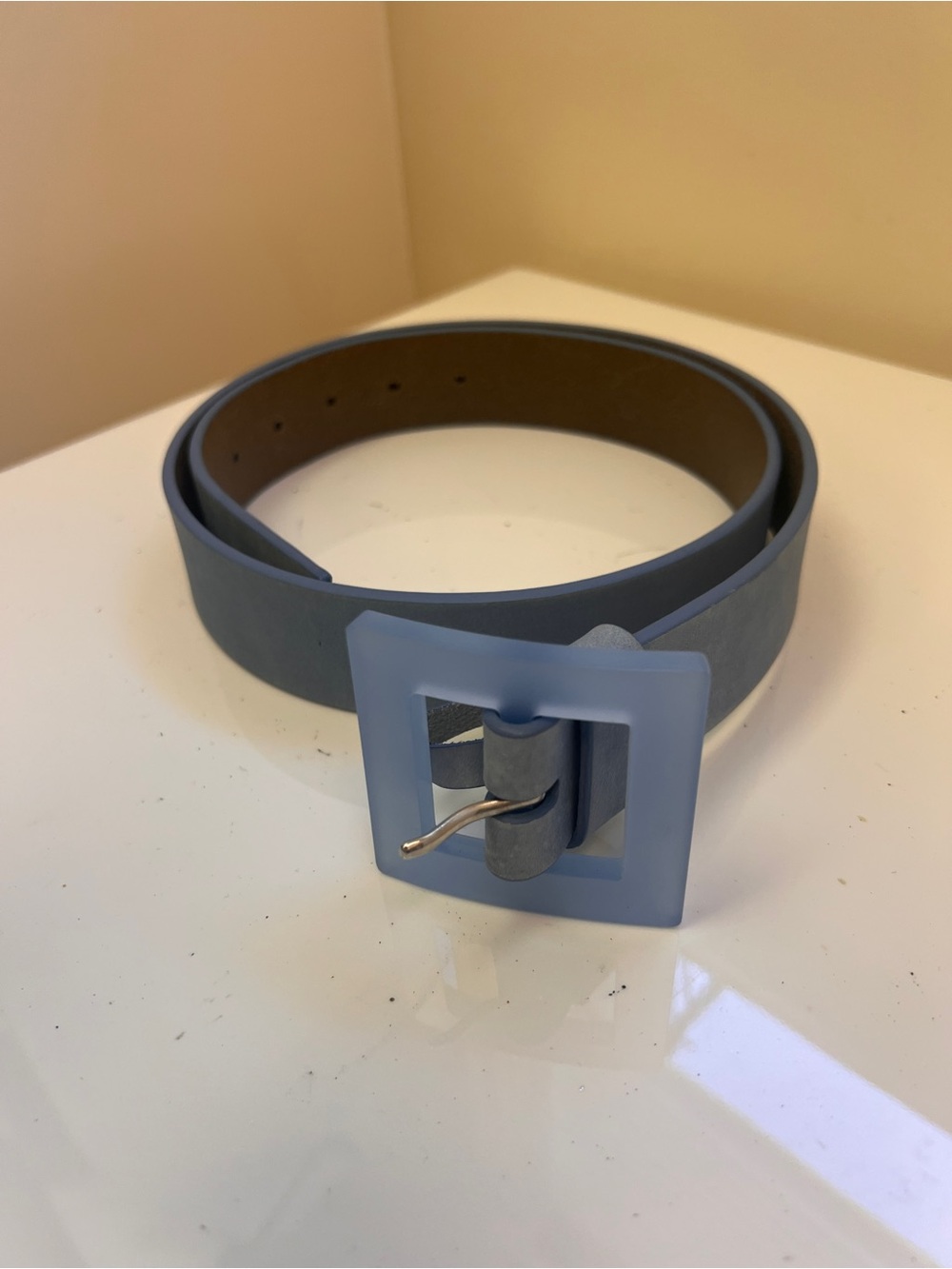 Armani Exchange Light Blue Buckle Belt